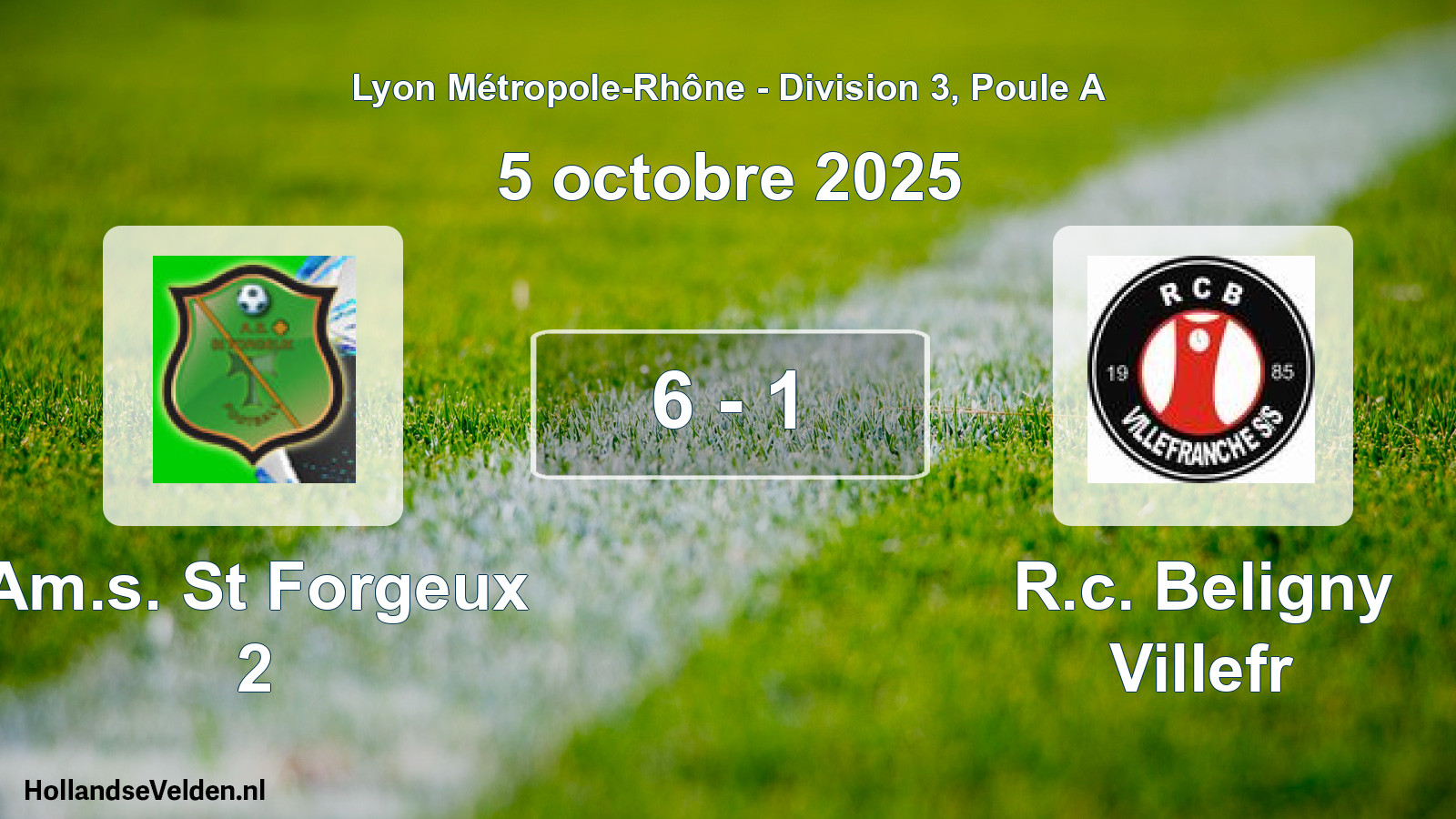 Match joué: Am.s. St Forgeux 2 - R.c. Beligny Villefr 6 - 1 (5 octobre 2025)