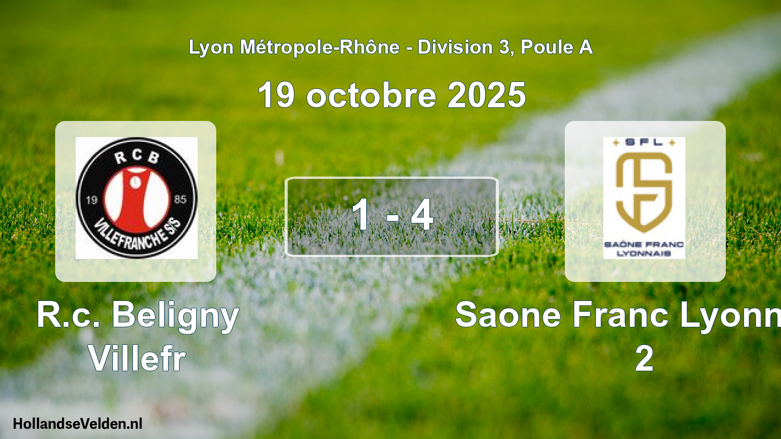 Gespeelde wedstrijd: R.c. Beligny Villefr - Saone Franc Lyonnais 2 1 - 4 (19 oktober 2025)