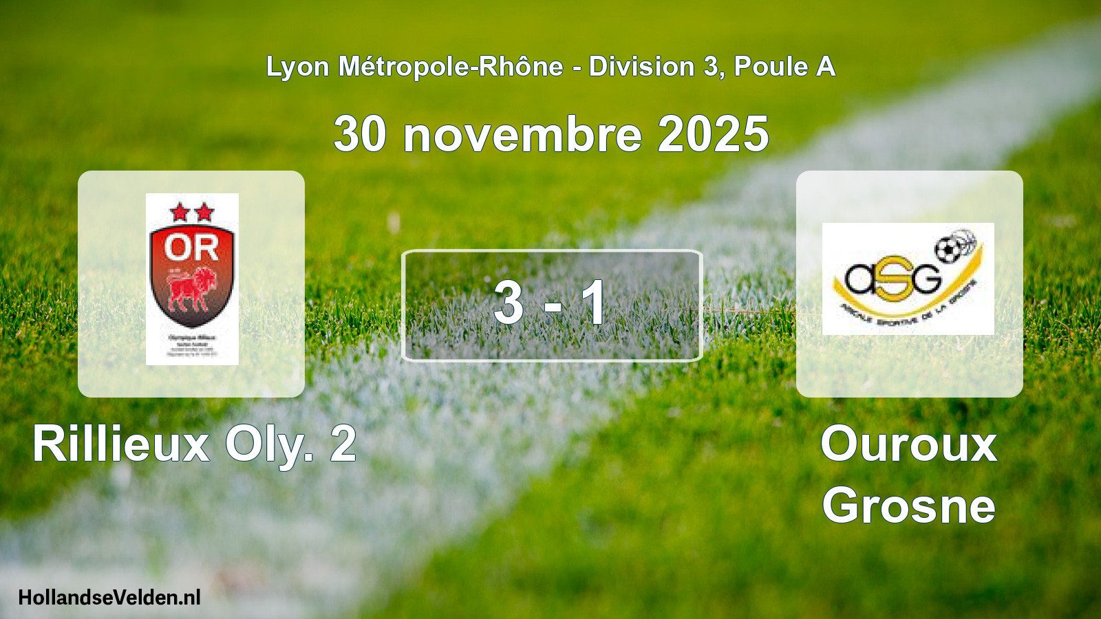 Gespeelde wedstrijd: Rillieux Oly. 2 - Ouroux Grosne 3 - 1 (30 november 2025)