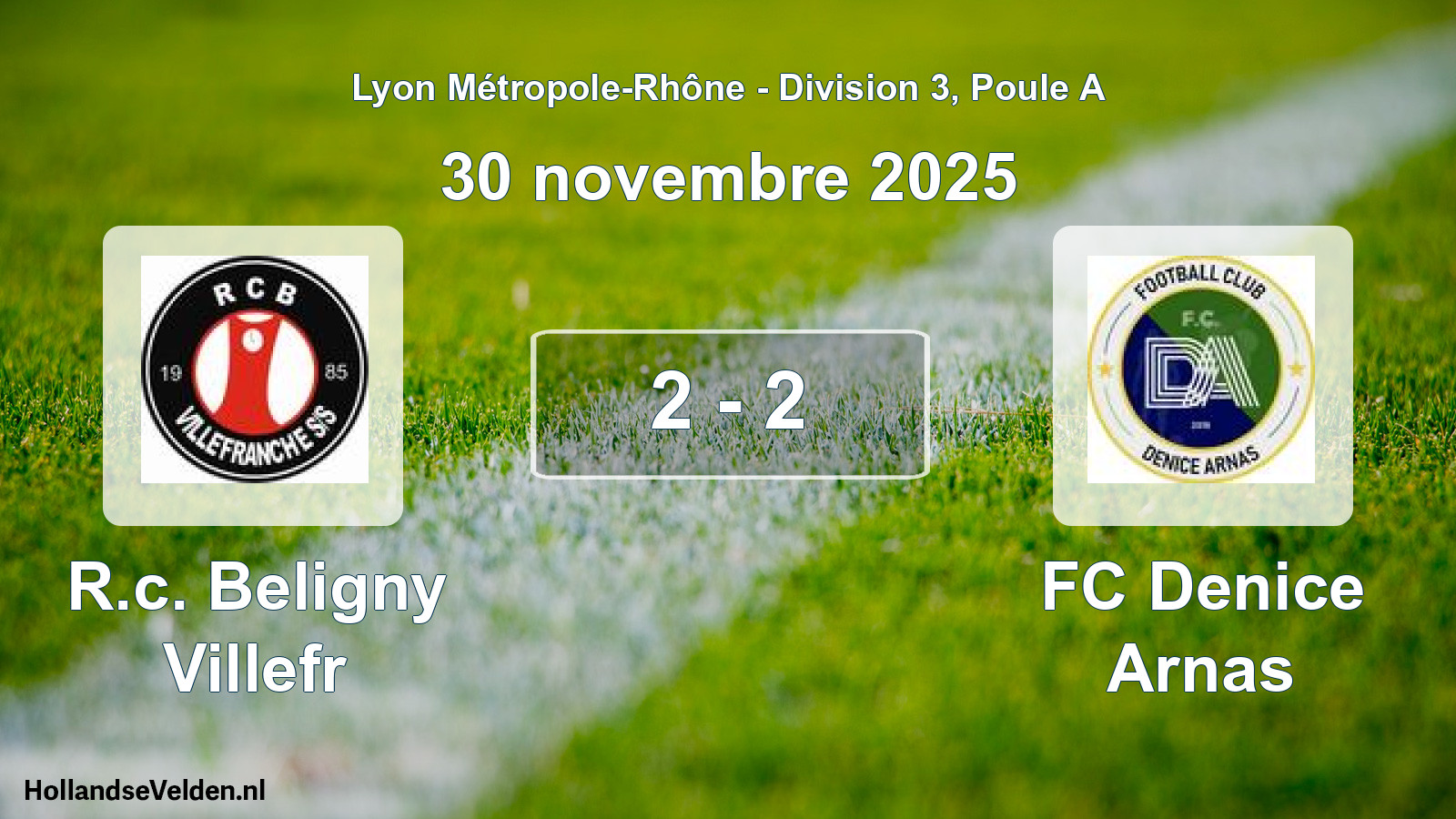 Gespeelde wedstrijd: R.c. Beligny Villefr - FC Denice Arnas 2 - 2 (30 november 2025)