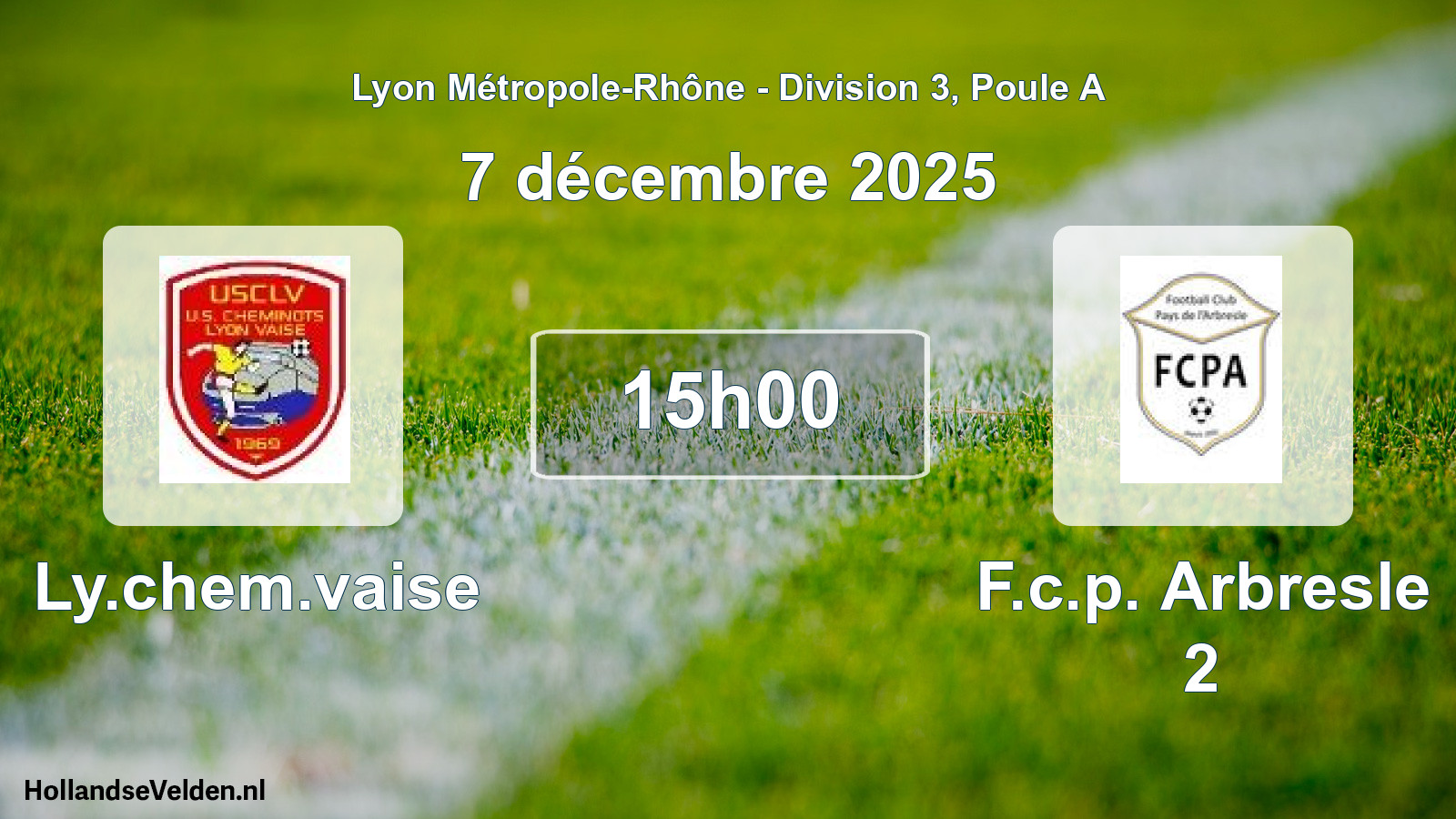 Match programmé: Ly.chem.vaise - F.c.p. Arbresle 2 (7 décembre 2025)