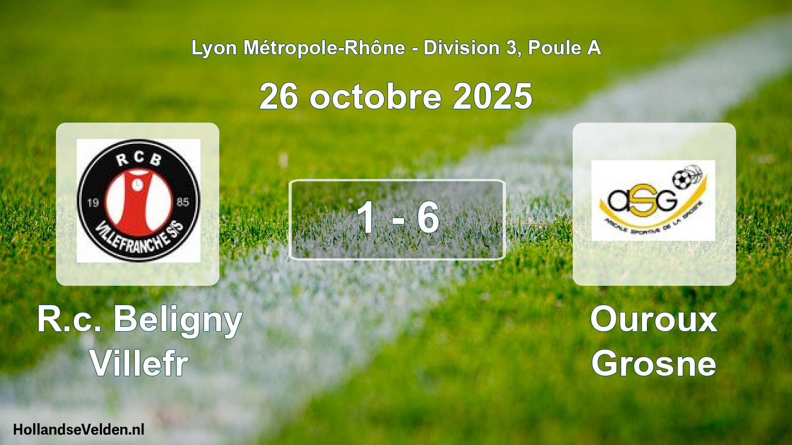 Gespeelde wedstrijd: R.c. Beligny Villefr - Ouroux Grosne 1 - 6 (26 oktober 2025)