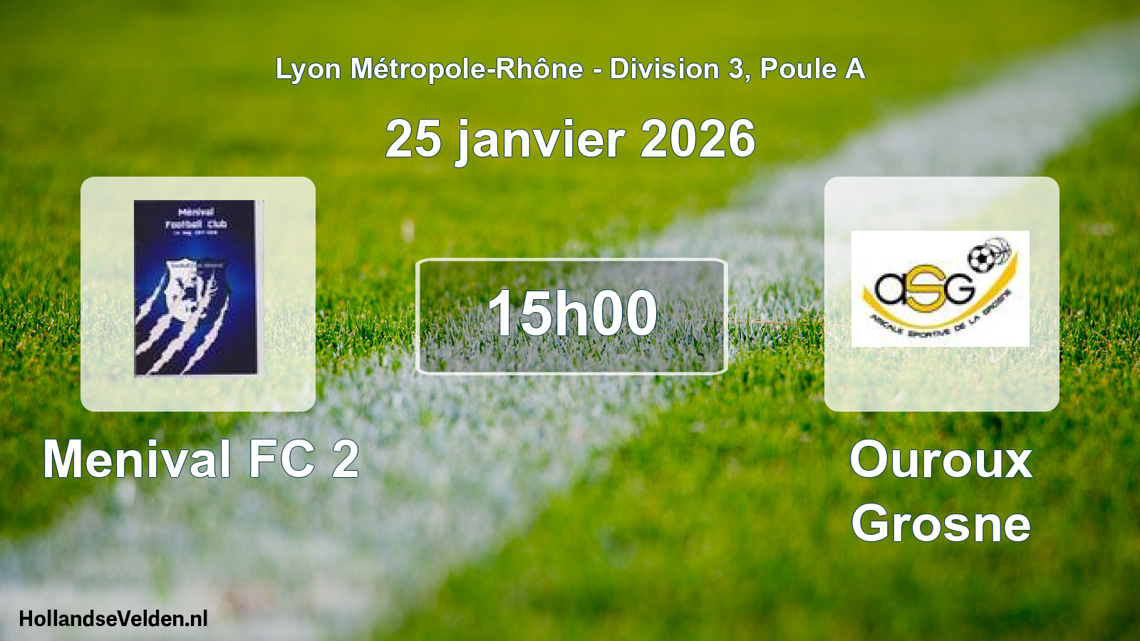 Geplande wedstrijd: Menival FC 2 - Ouroux Grosne (25 januari 2026)