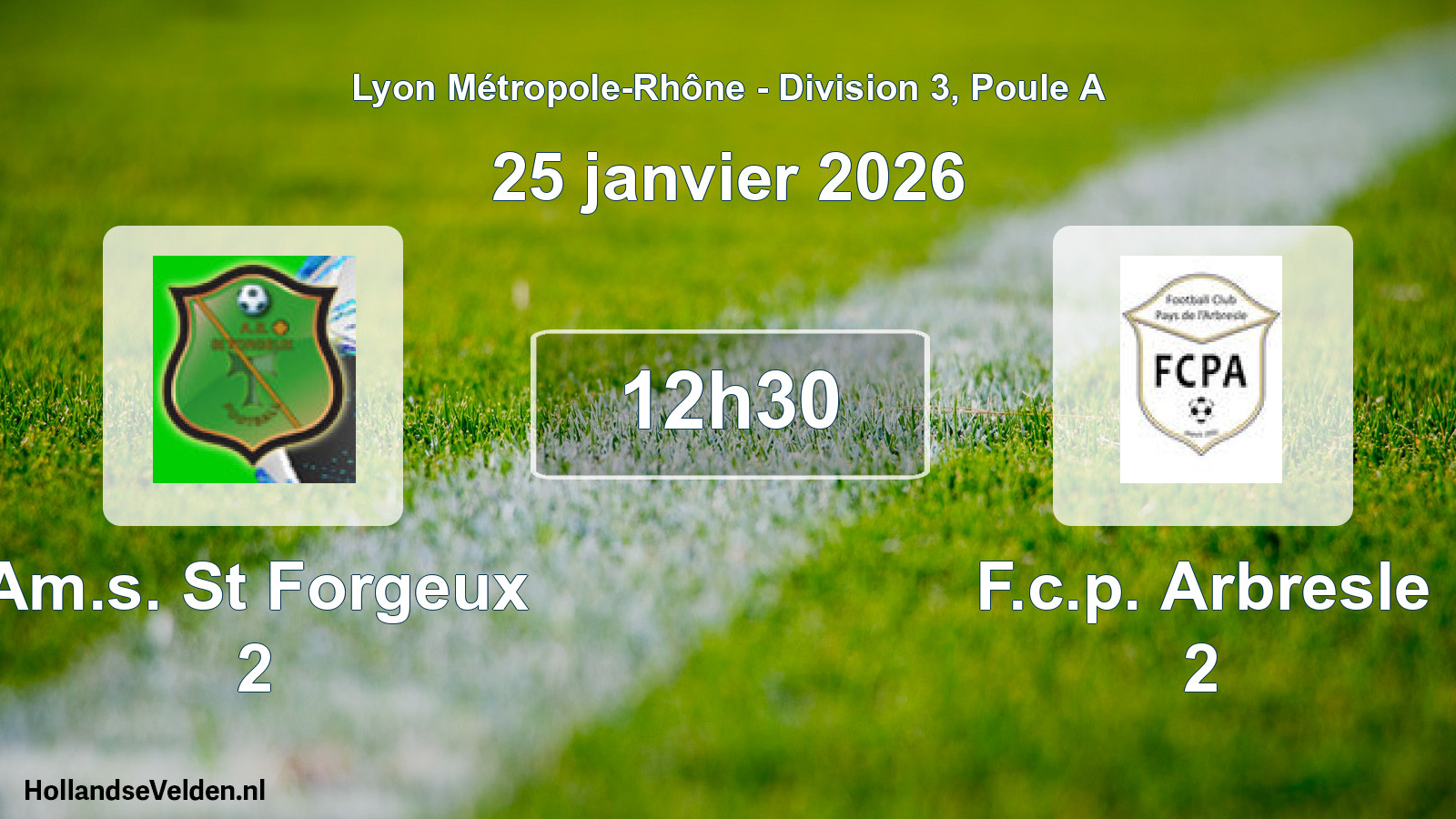 Match programmé: Am.s. St Forgeux 2 - F.c.p. Arbresle 2 (25 janvier 2026)