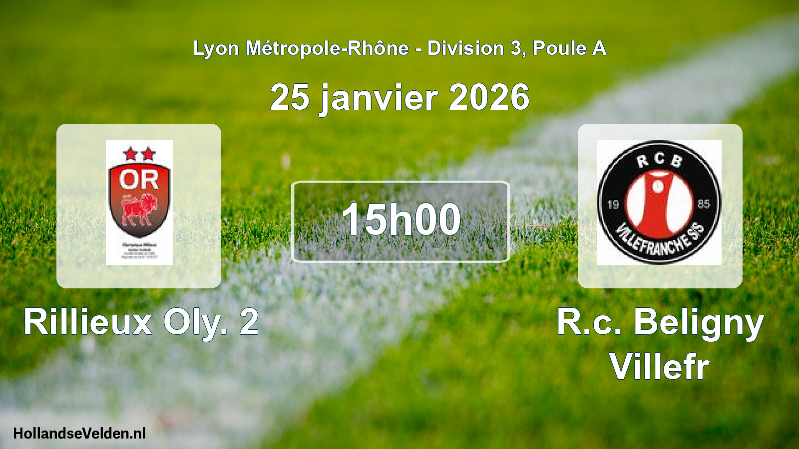 Geplande wedstrijd: Rillieux Oly. 2 - R.c. Beligny Villefr (25 januari 2026)