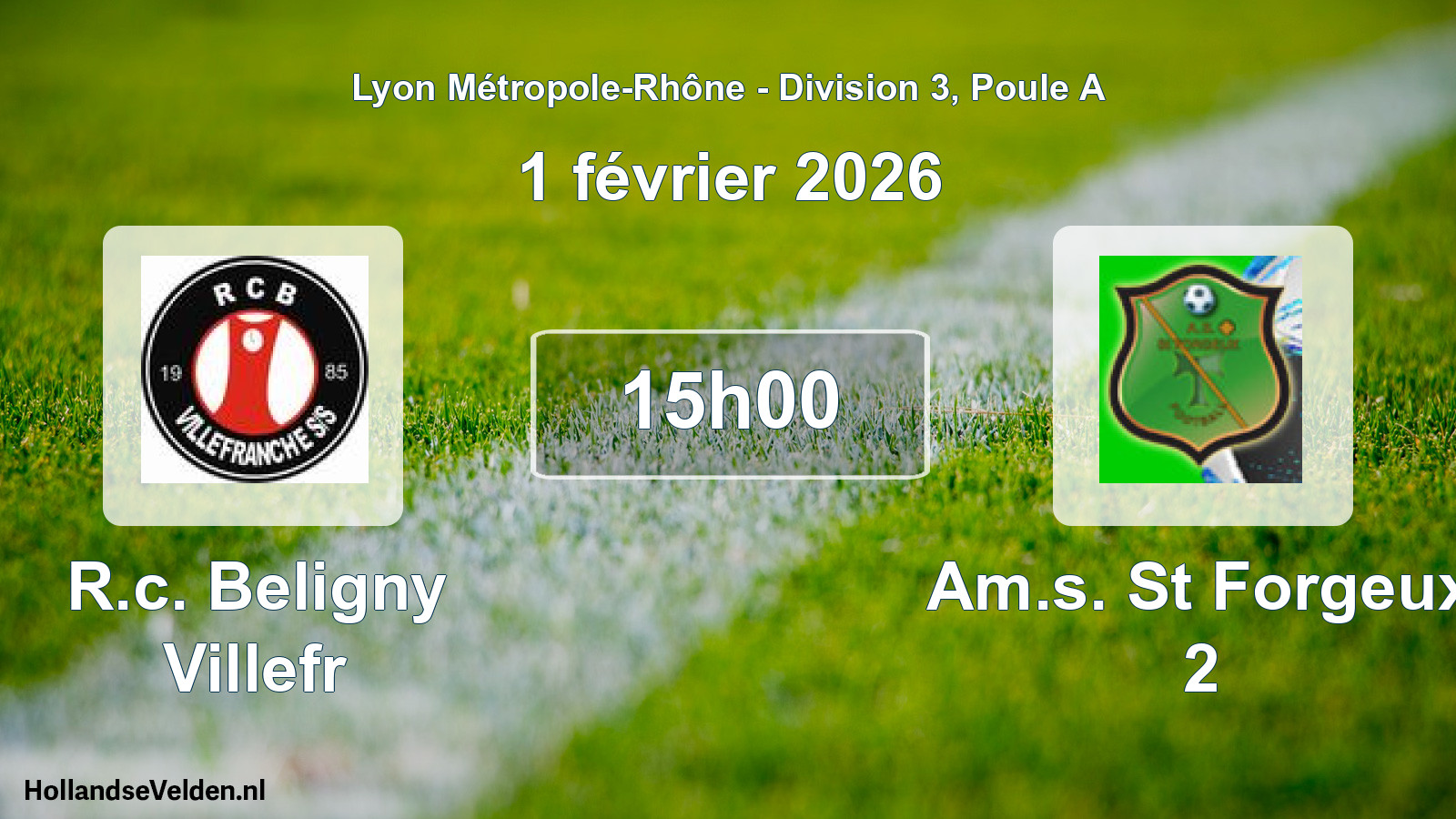 Geplande wedstrijd: R.c. Beligny Villefr - Am.s. St Forgeux 2 (1 februari 2026)