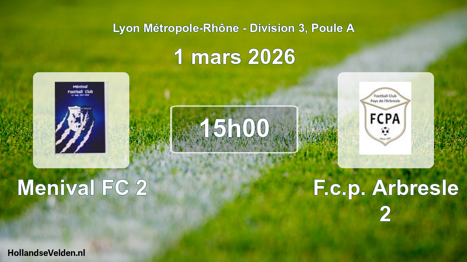 Geplande wedstrijd: Menival FC 2 - F.c.p. Arbresle 2 (1 maart 2026)