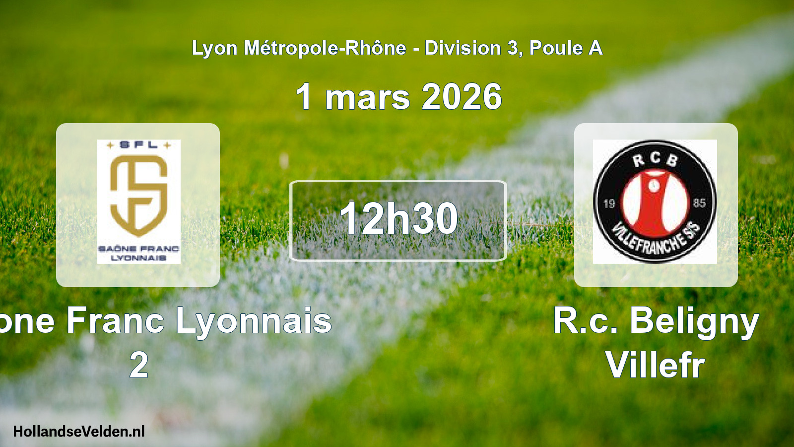 Geplande wedstrijd: Saone Franc Lyonnais 2 - R.c. Beligny Villefr (1 maart 2026)