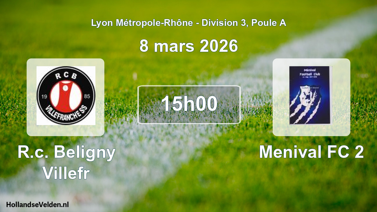 Geplande wedstrijd: R.c. Beligny Villefr - Menival FC 2 (8 maart 2026)