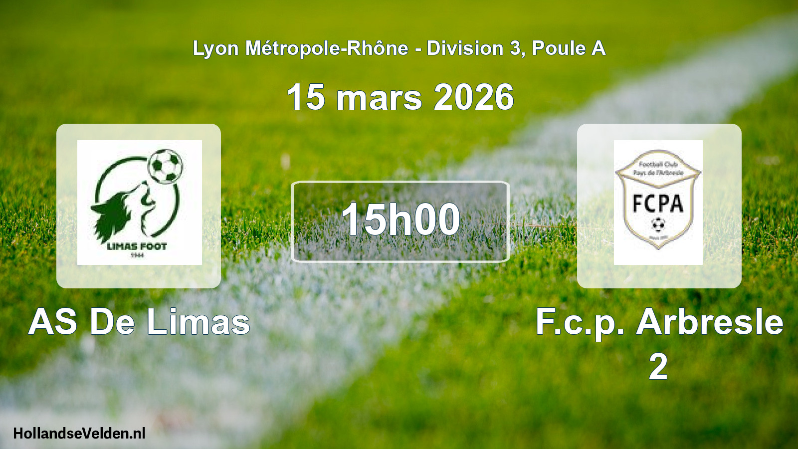 Geplande wedstrijd: AS De Limas - F.c.p. Arbresle 2 (15 maart 2026)