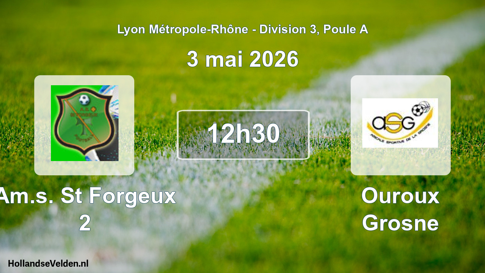 Geplande wedstrijd: Am.s. St Forgeux 2 - Ouroux Grosne (3 mei 2026)