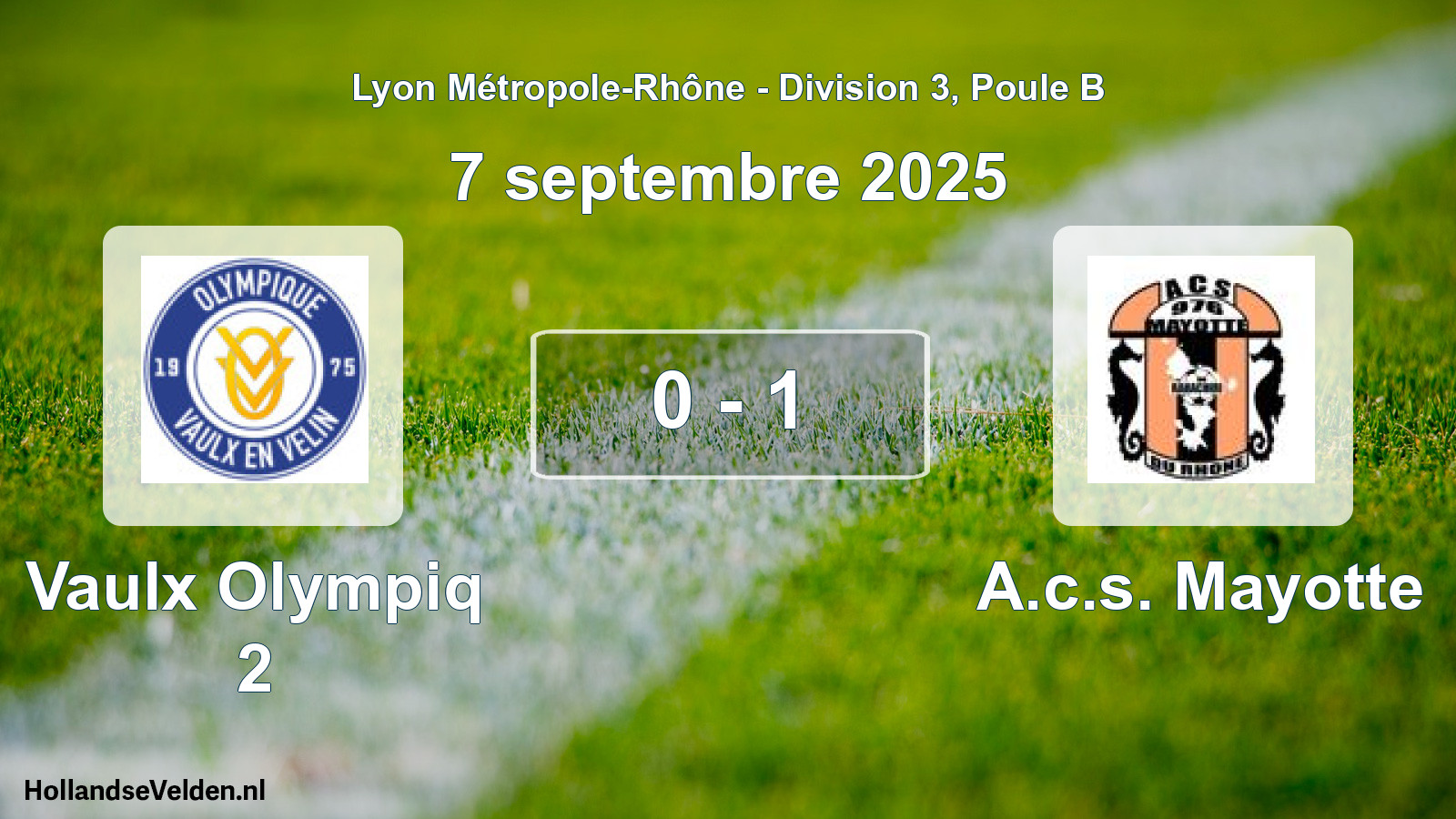 Gespeelde wedstrijd: Vaulx Olympiq 2 - A.c.s. Mayotte 0 - 1 (7 september 2025)
