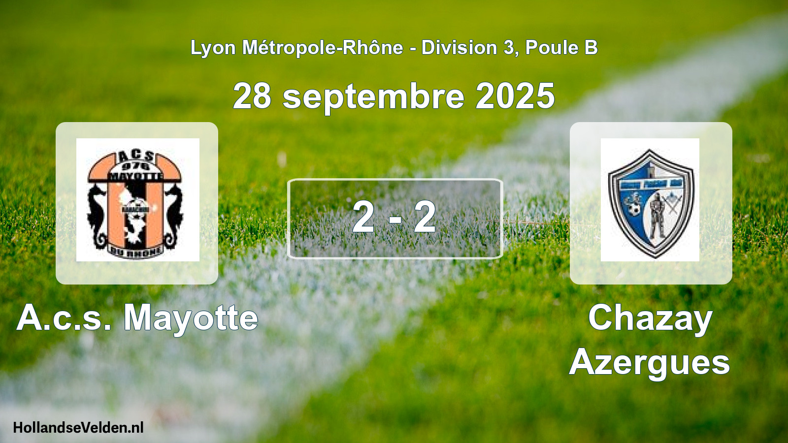 Gespeelde wedstrijd: A.c.s. Mayotte - Chazay Azergues 2 - 2 (28 september 2025)