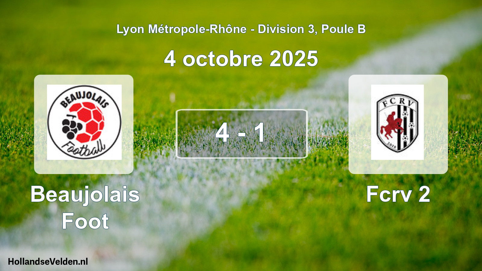 Gespeelde wedstrijd: Beaujolais Foot - Fcrv 2 4 - 1 (4 oktober 2025)