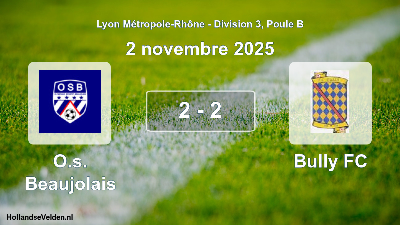 Match joué: O.s. Beaujolais - Bully FC 2 - 2 (2 novembre 2025)