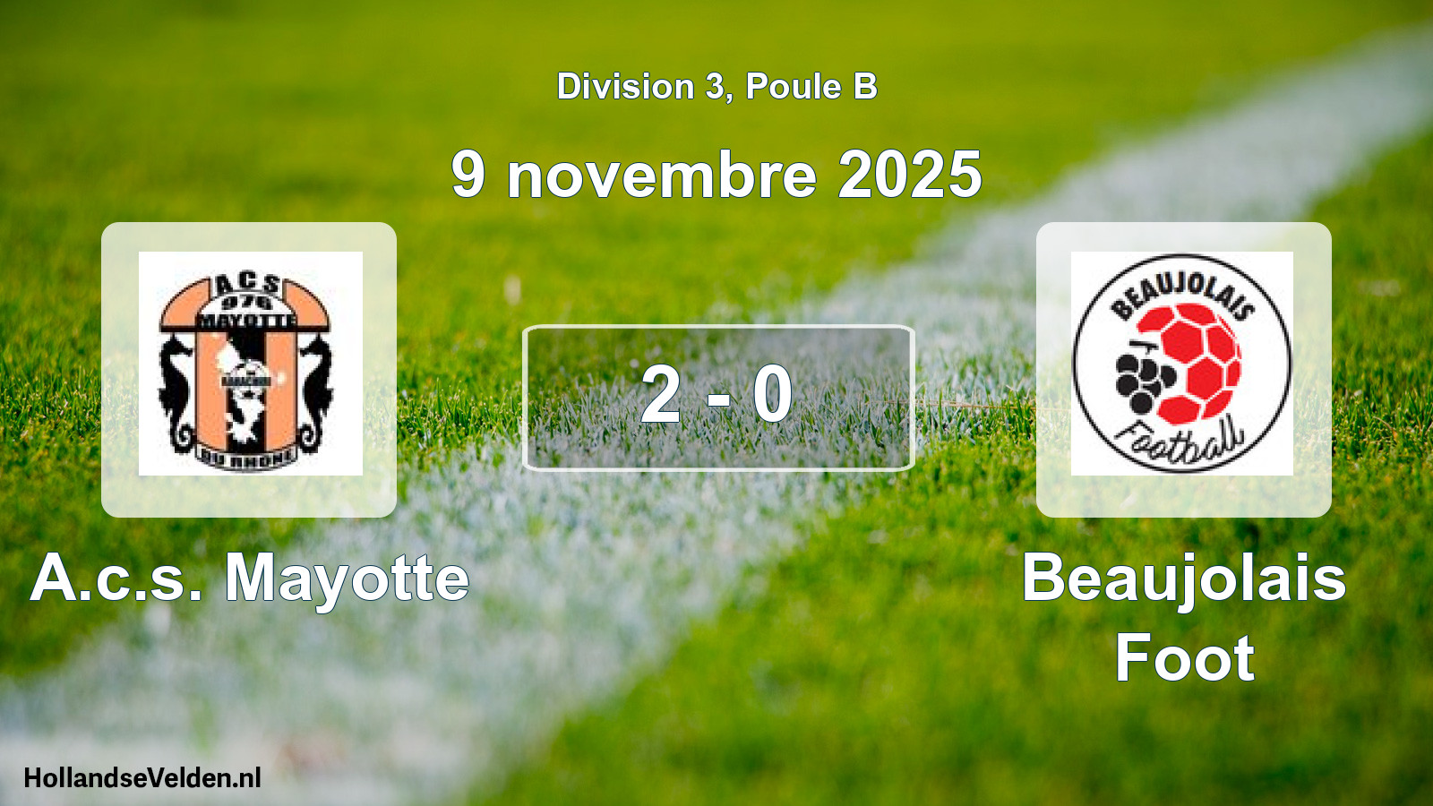 Match joué: A.c.s. Mayotte - Beaujolais Foot 2 - 0 (9 novembre 2025)