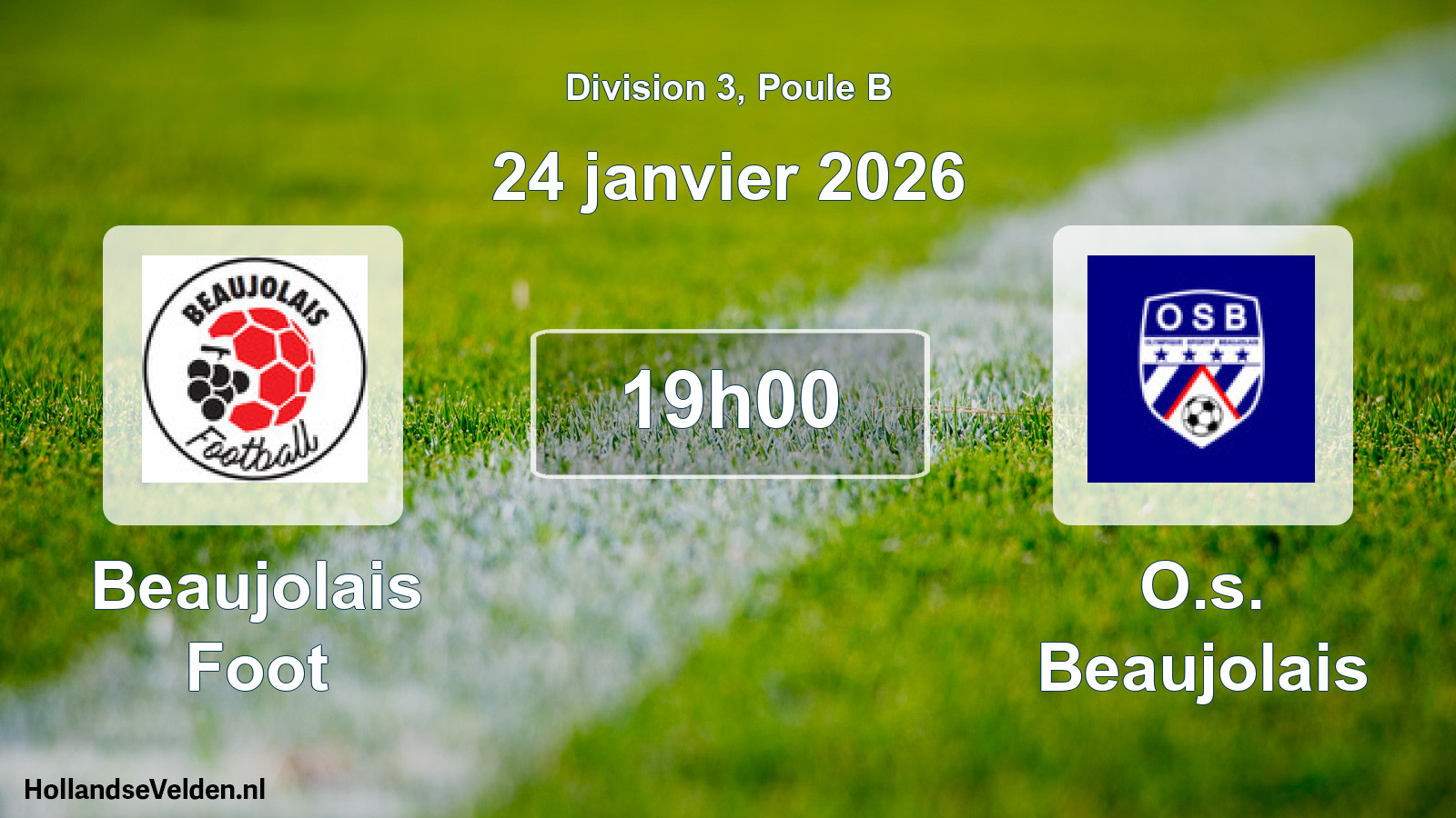 Match programmé: Beaujolais Foot - O.s. Beaujolais (24 janvier 2026)