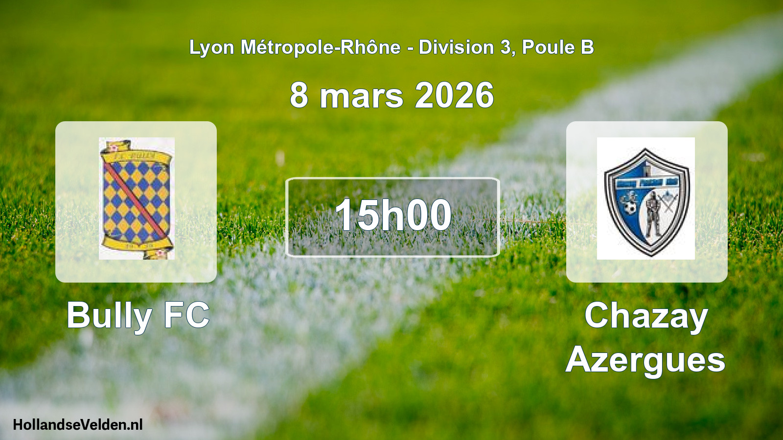 Match programmé: Bully FC - Chazay Azergues (8 mars 2026)