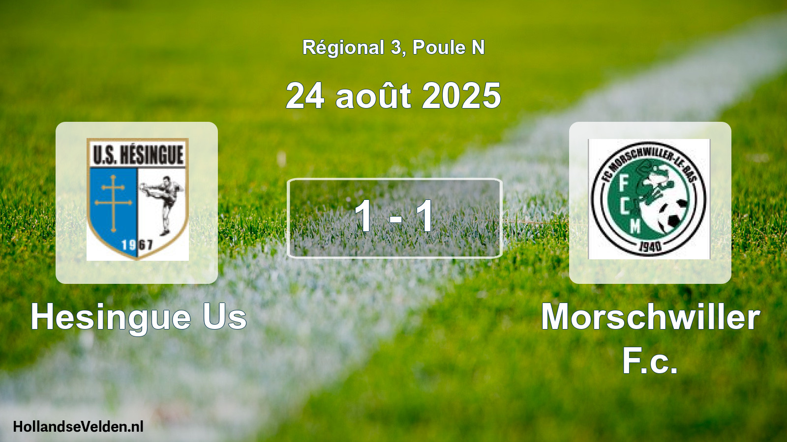 Gespeelde wedstrijd: Hesingue Us - Morschwiller F.c. 1 - 1 (24 août 2025)