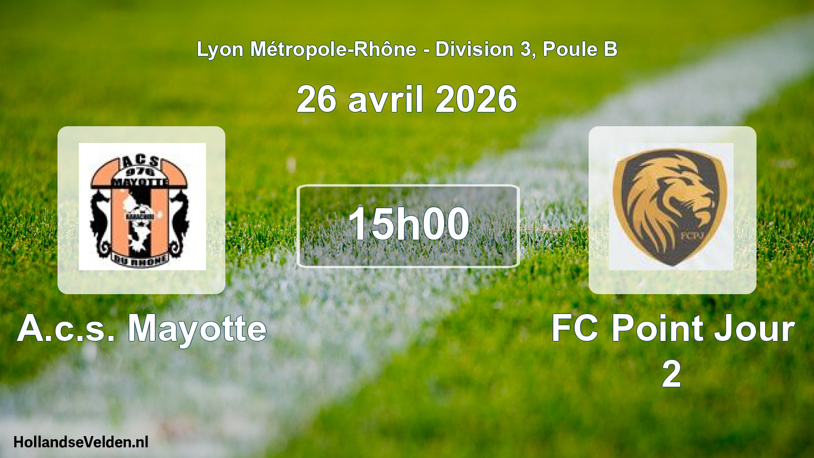 Geplande wedstrijd: A.c.s. Mayotte - FC Point Jour 2 (26 april 2026)