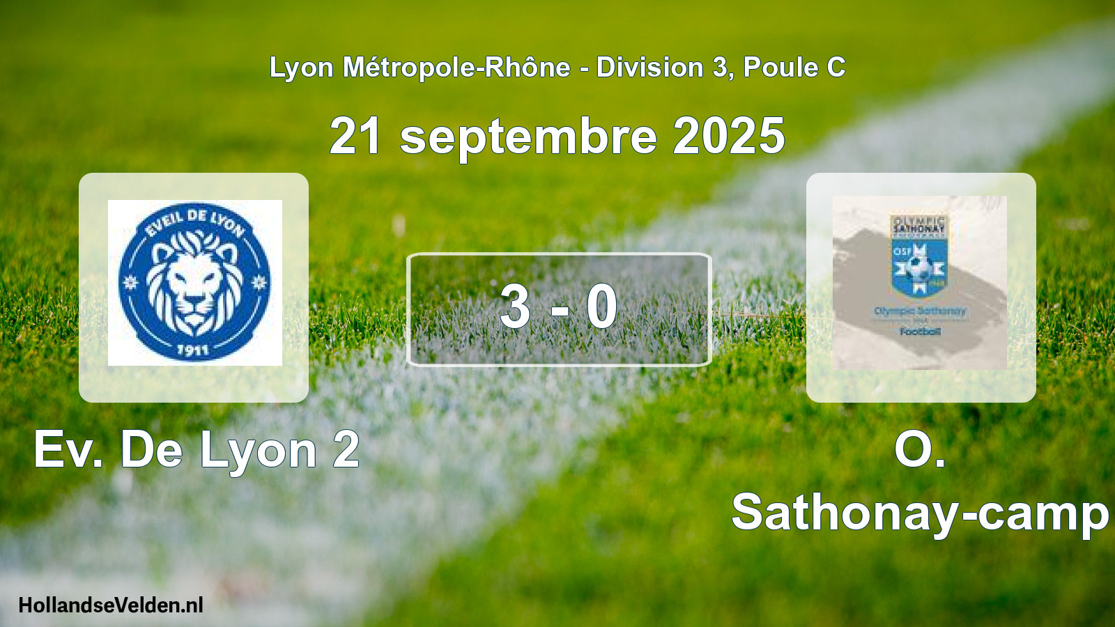Gespeelde wedstrijd: Ev. De Lyon 2 - O. Sathonay-camp 3 - 0 (21 september 2025)