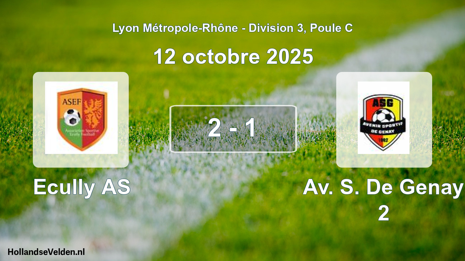 Match joué: Ecully AS - Av. S. De Genay 2 2 - 1 (12 octobre 2025)