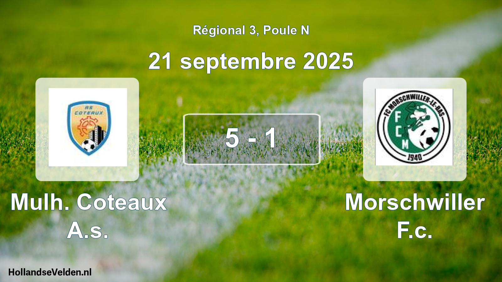 Gespeelde wedstrijd: Mulh. Coteaux A.s. - Morschwiller F.c. 5 - 1 (21 september 2025)