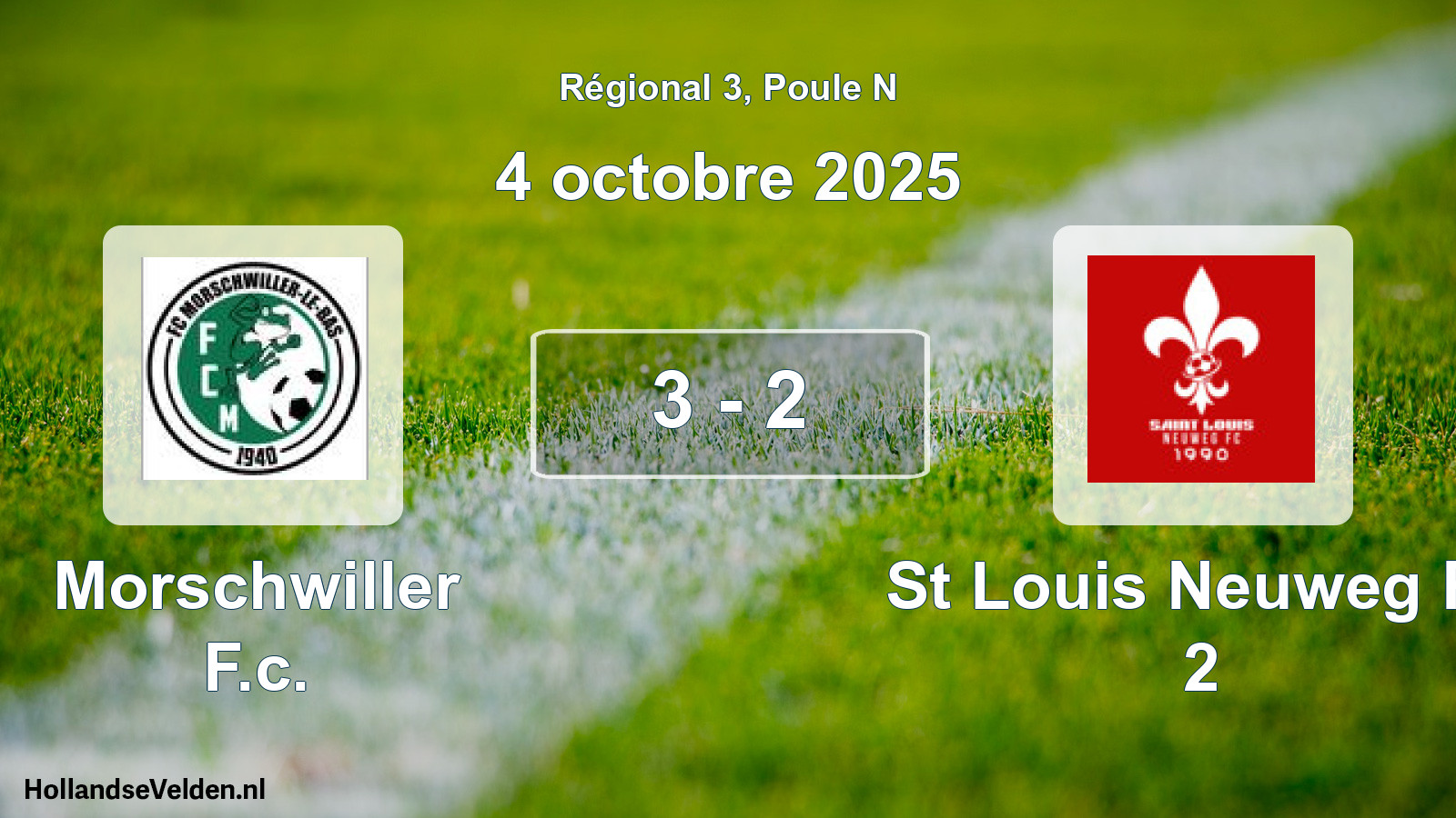 Total number of matches played: Morschwiller F.c. - St Louis Neuweg Fc 2 3 - 2 (4 October 2025)