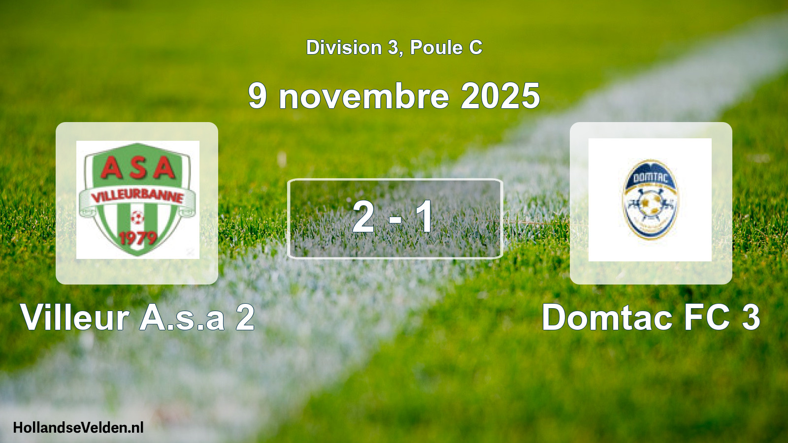 Match joué: Villeur A.s.a 2 - Domtac FC 3 2 - 1 (9 novembre 2025)