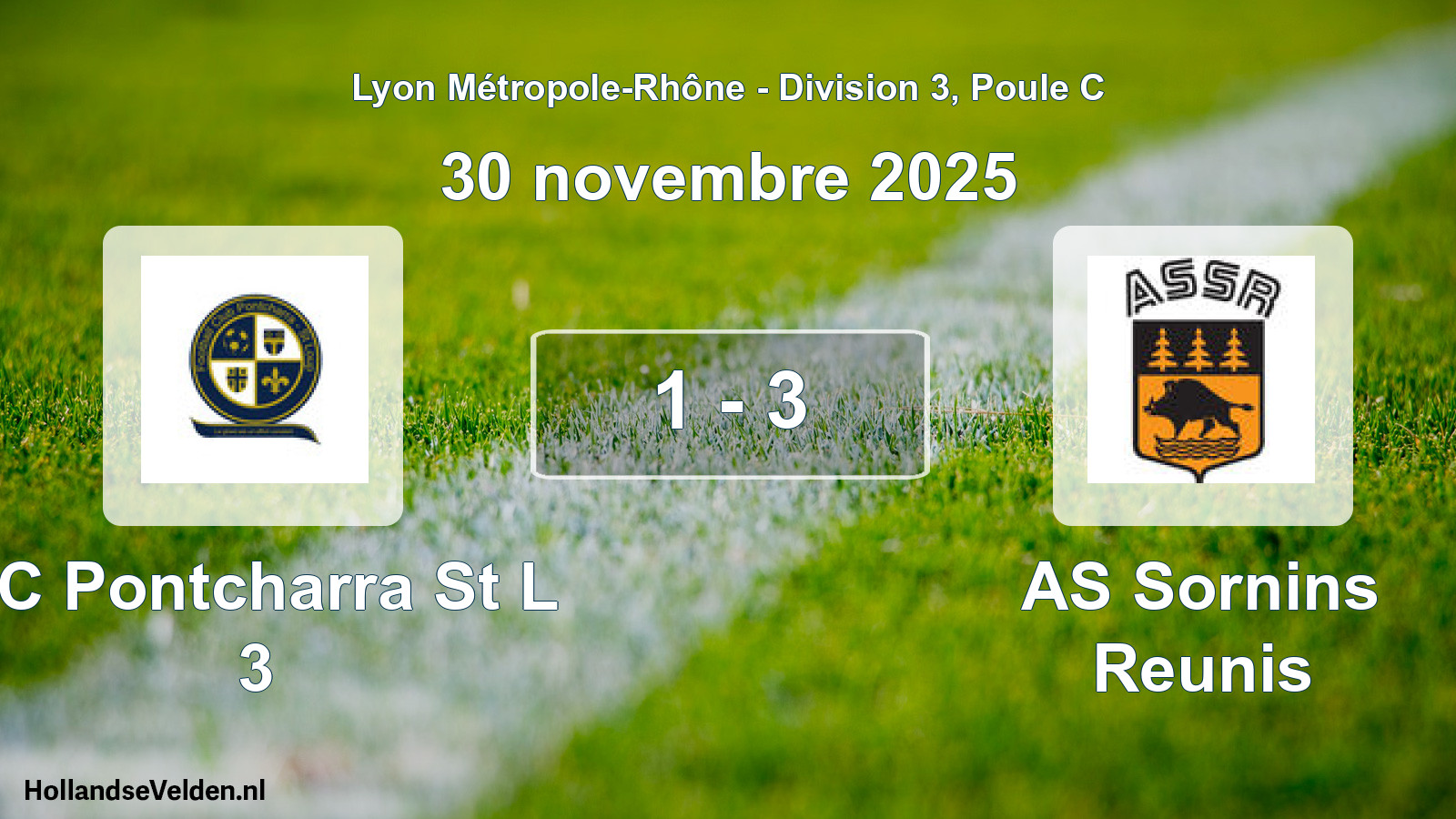 Gespeelde wedstrijd: FC Pontcharra St L 3 - AS Sornins Reunis 1 - 3 (30 november 2025)