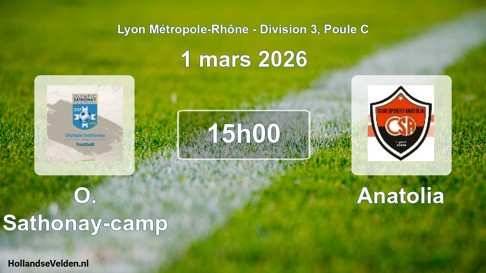 Geplande wedstrijd: O. Sathonay-camp - Anatolia (1 maart 2026)
