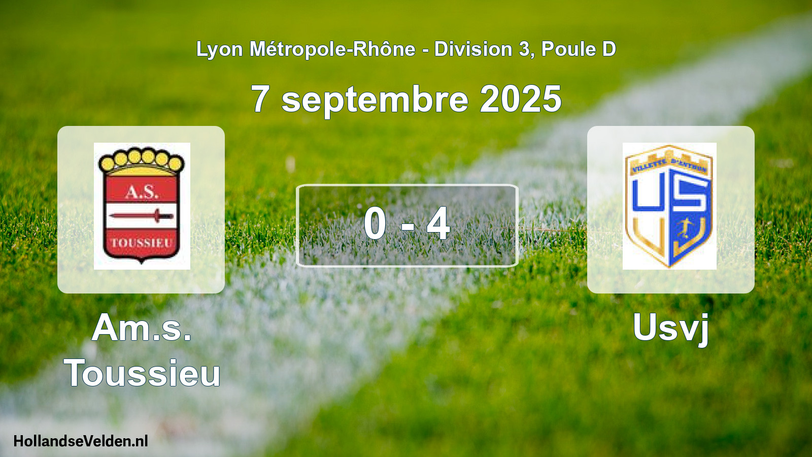 Gespeelde wedstrijd: Am.s. Toussieu - Usvj 0 - 4 (7 september 2025)