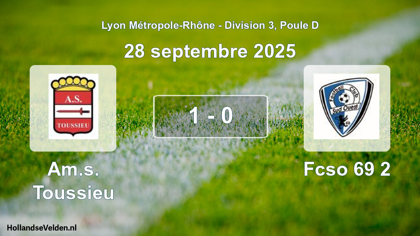 Gespeelde wedstrijd: Am.s. Toussieu - Fcso 69 2 1 - 0 (28 september 2025)