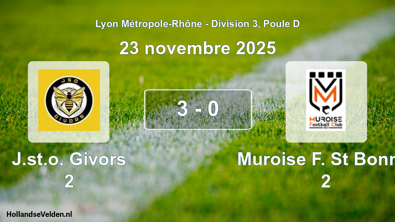 Gespeelde wedstrijd: J.st.o. Givors 2 - Muroise F. St Bonnet 2 3 - 0 (23 november 2025)