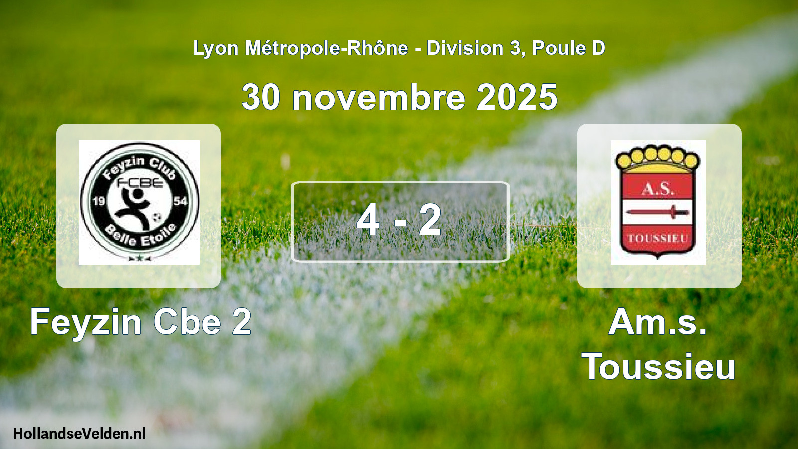 Match joué: Feyzin Cbe 2 - Am.s. Toussieu 4 - 2 (30 novembre 2025)