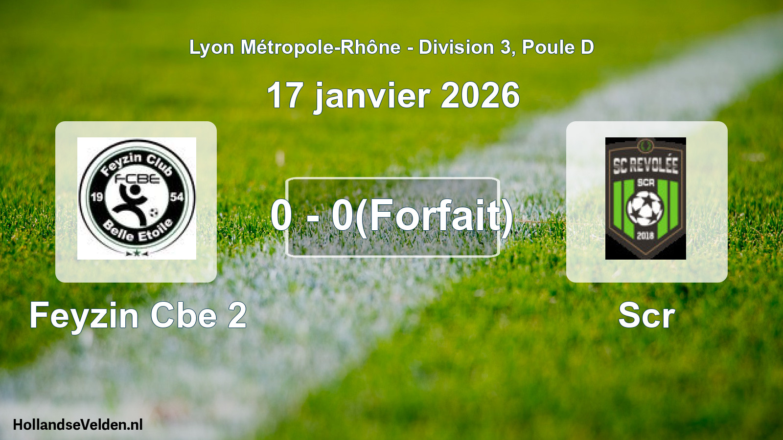 Total number of matches played: Feyzin Cbe 2 - Scr 0 - 0(Forfait) (17 January 2026)