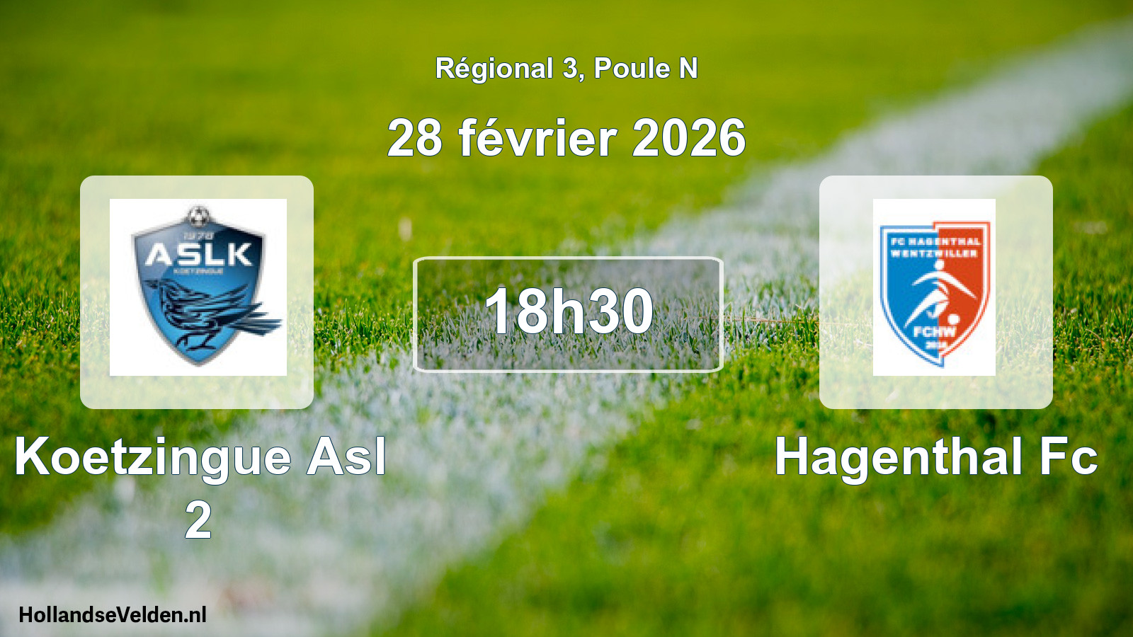 Geplande wedstrijd: Koetzingue Asl 2 - Hagenthal Fc (28 février 2026)