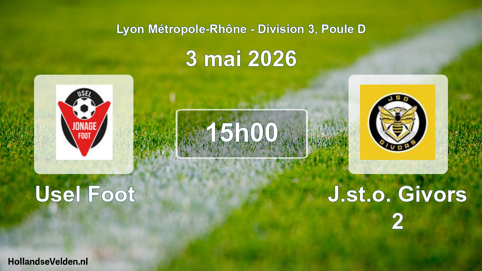 Geplande wedstrijd: Usel Foot - J.st.o. Givors 2 (3 mei 2026)