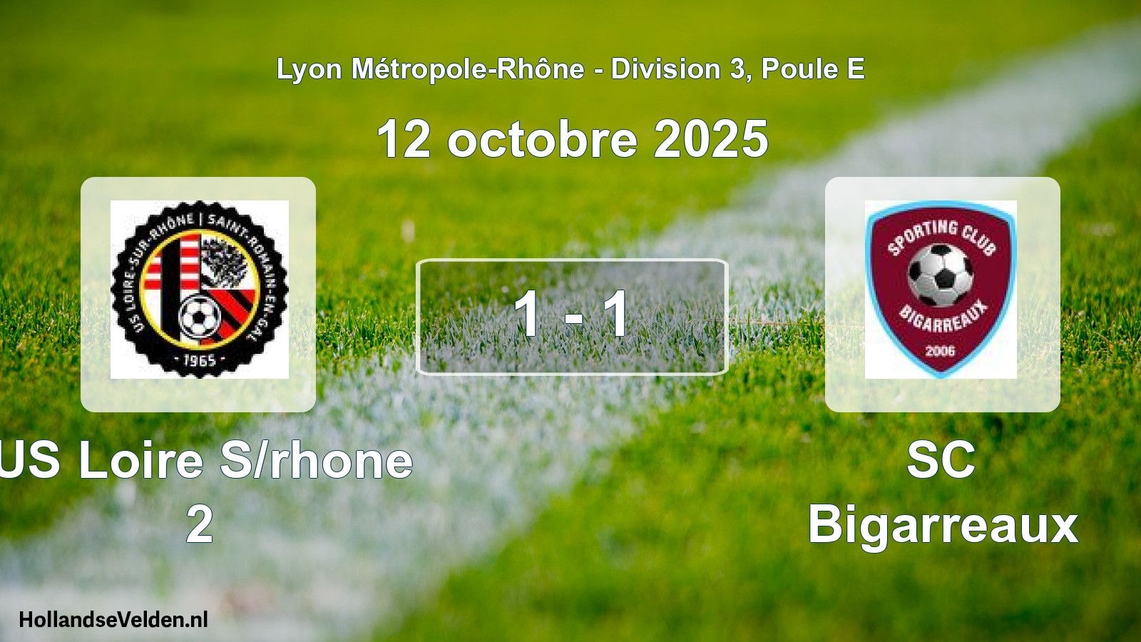 Gespeelde wedstrijd: US Loire S/rhone 2 - SC Bigarreaux 1 - 1 (12 oktober 2025)