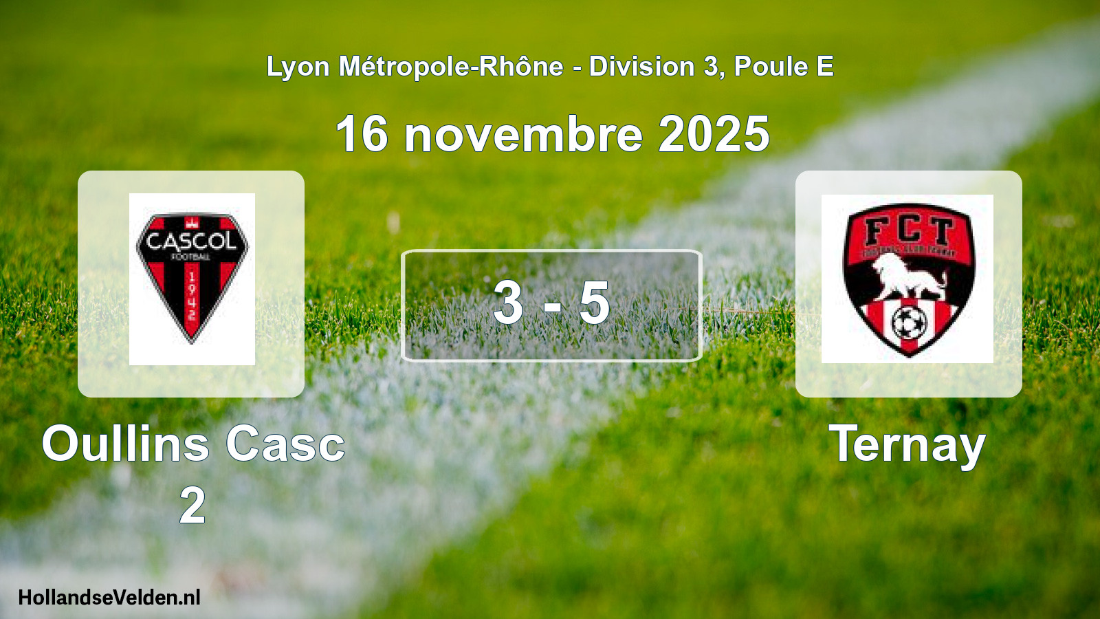 Match joué: Oullins Casc 2 - Ternay 3 - 5 (16 novembre 2025)