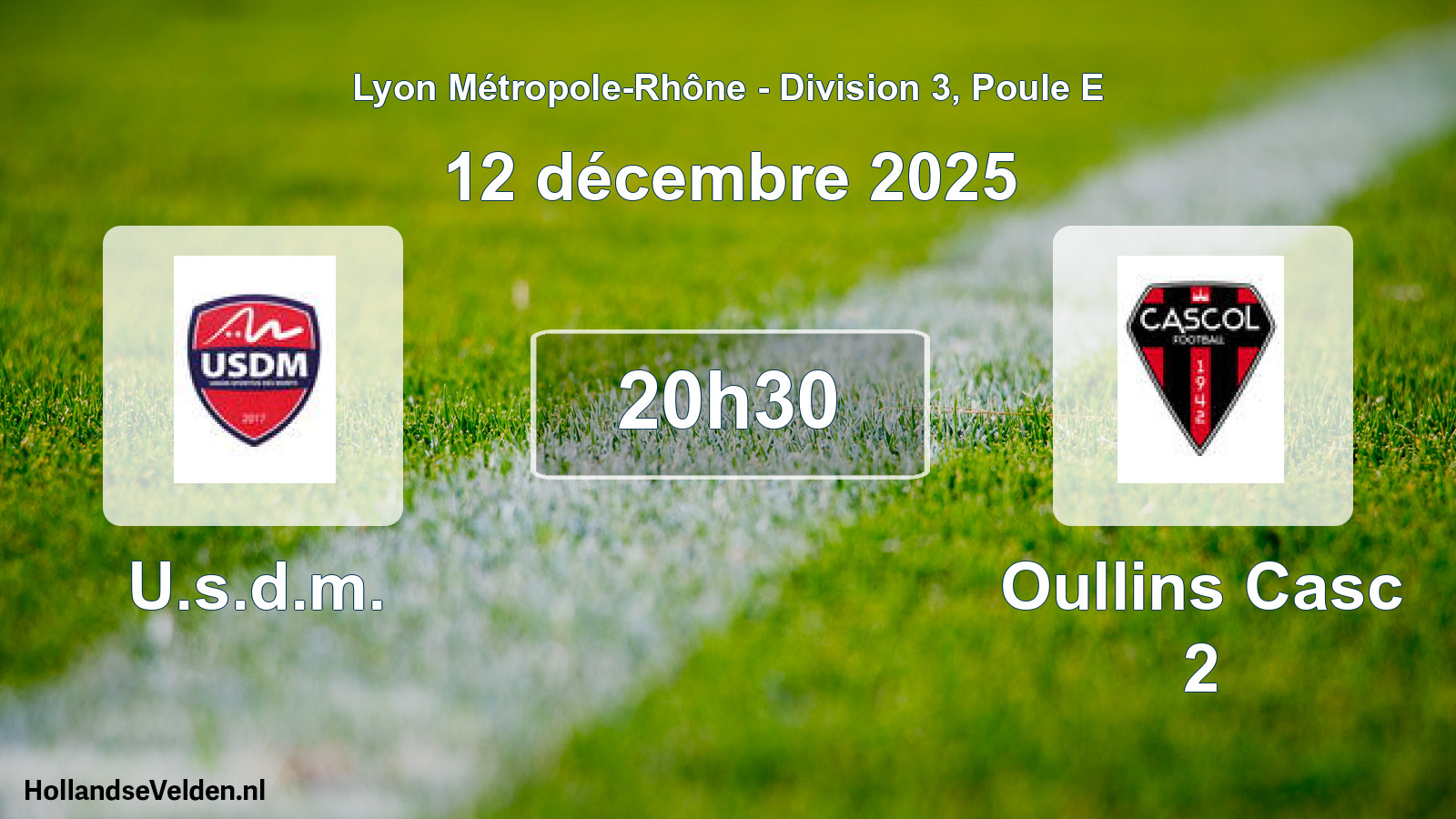 Match programmé: U.s.d.m. - Oullins Casc 2 (12 décembre 2025)