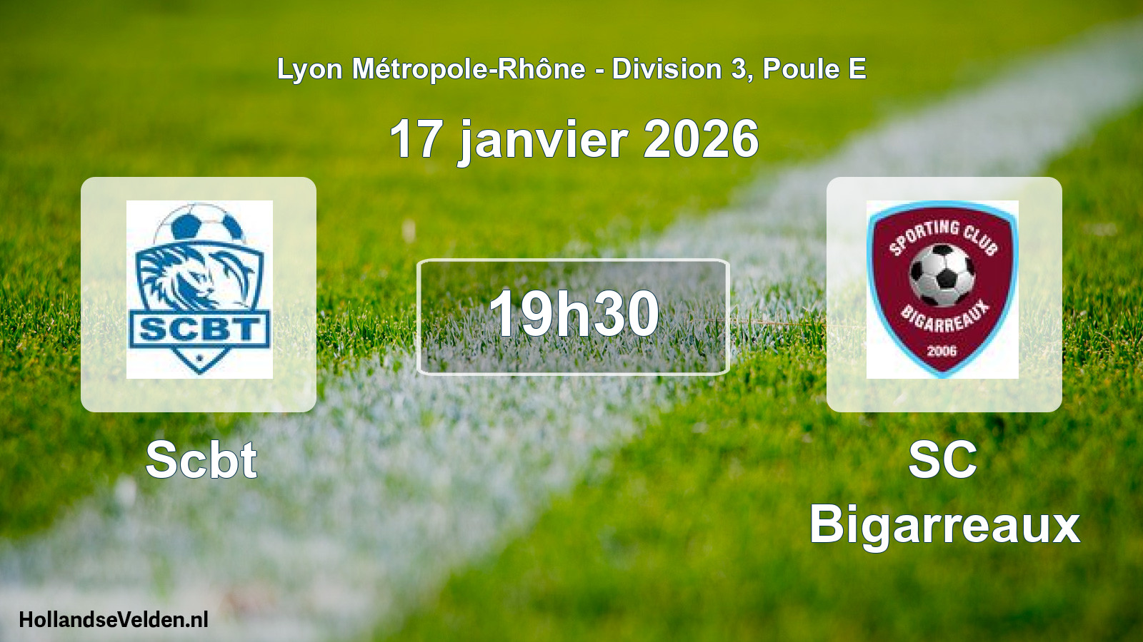Geplande wedstrijd: Scbt - SC Bigarreaux (17 januari 2026)