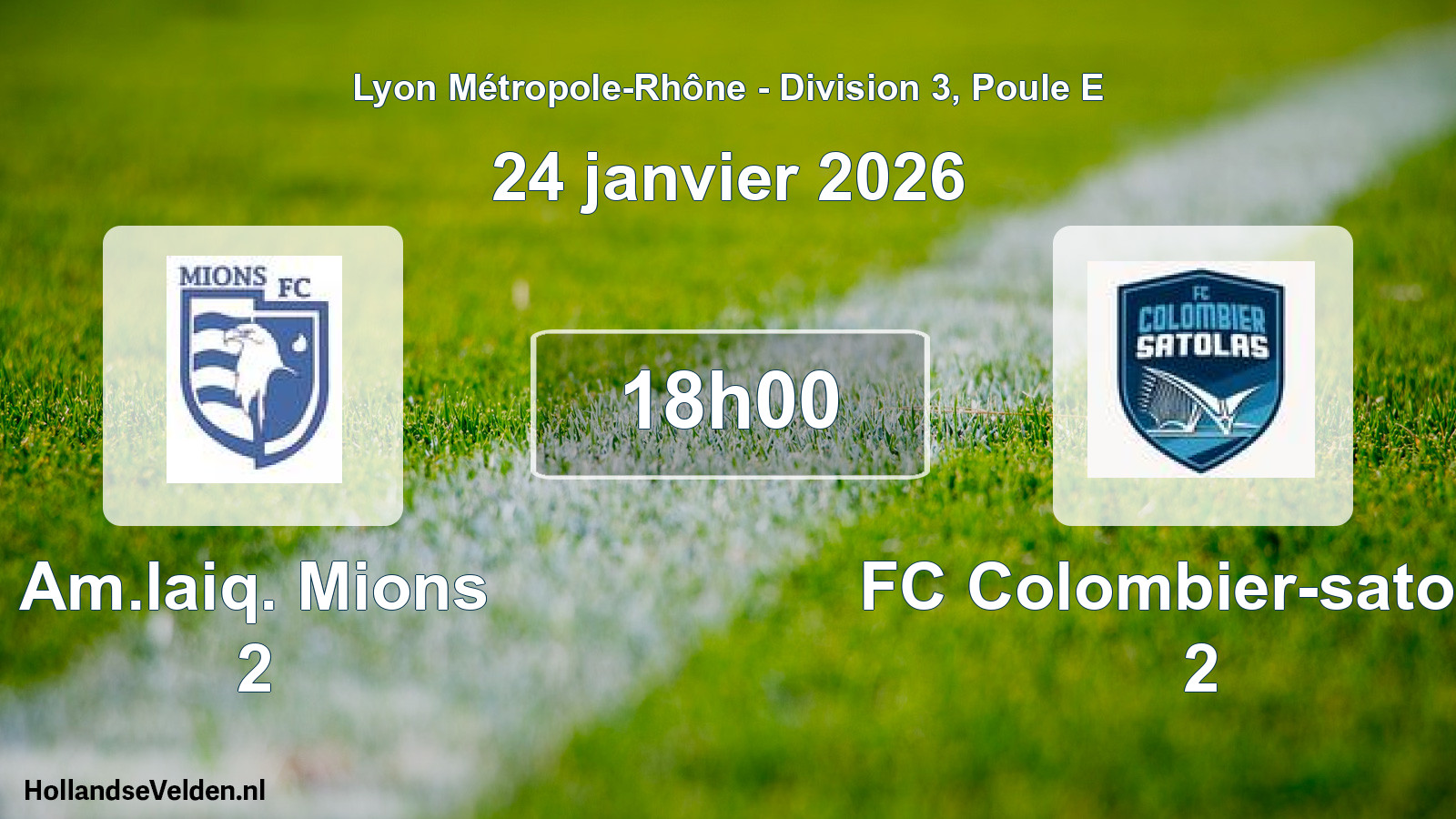 Geplande wedstrijd: Am.laiq. Mions 2 - FC Colombier-satolas 2 (24 januari 2026)