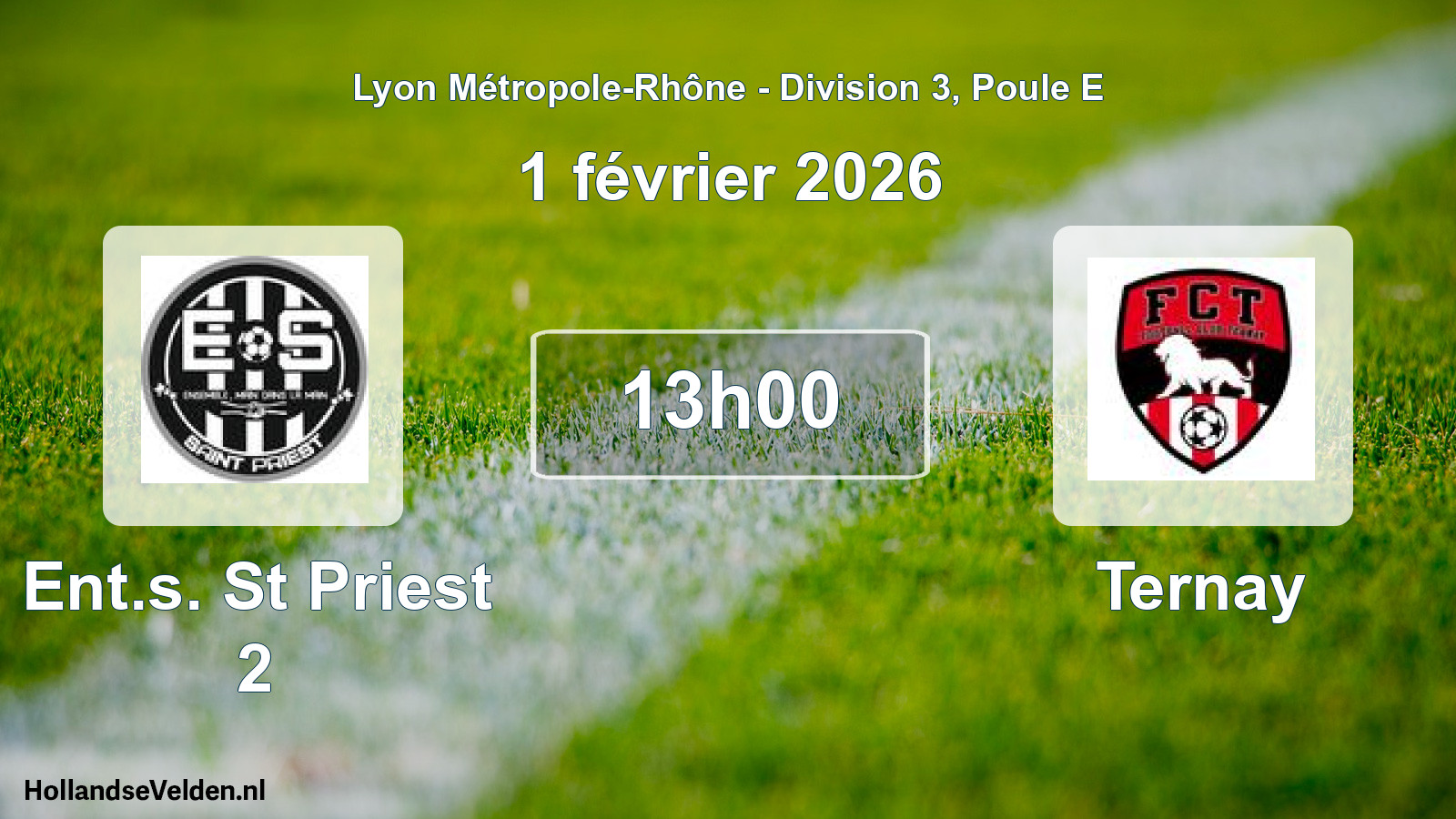 Geplande wedstrijd: Ent.s. St Priest 2 - Ternay (1 februari 2026)