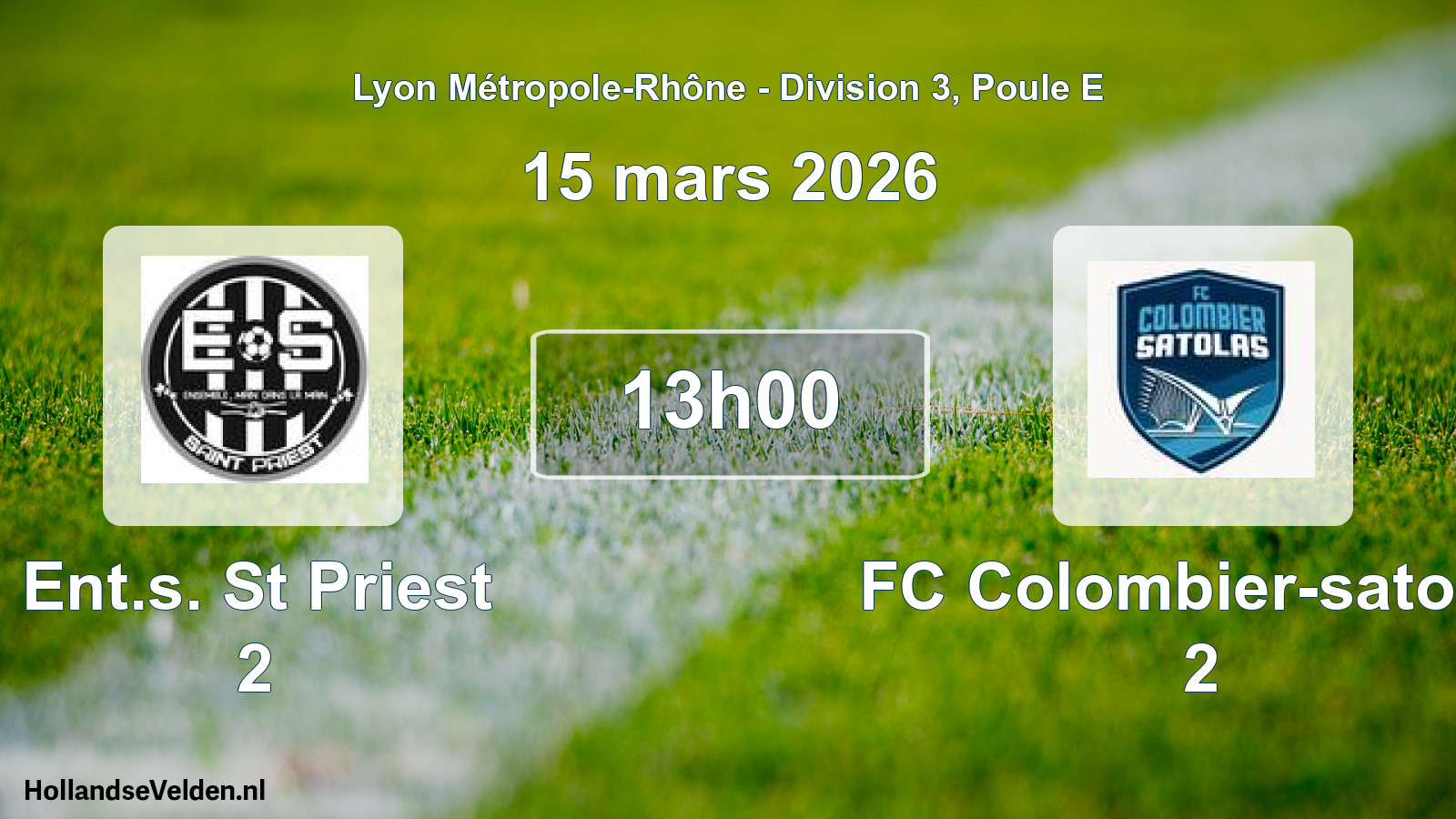 Geplande wedstrijd: Ent.s. St Priest 2 - FC Colombier-satolas 2 (15 maart 2026)