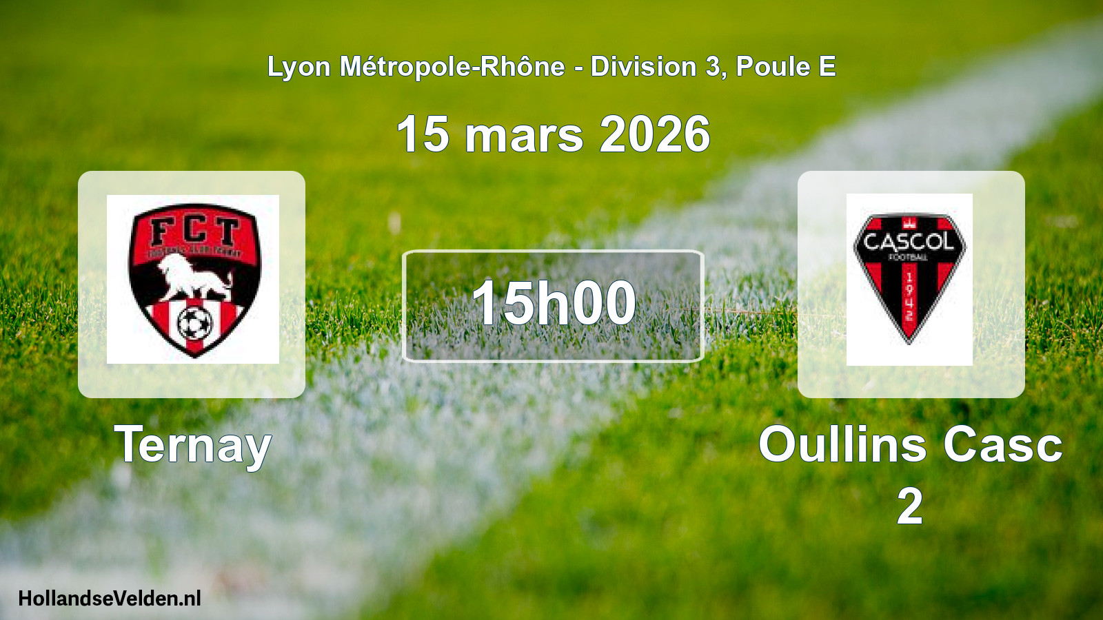 Geplande wedstrijd: Ternay - Oullins Casc 2 (15 maart 2026)