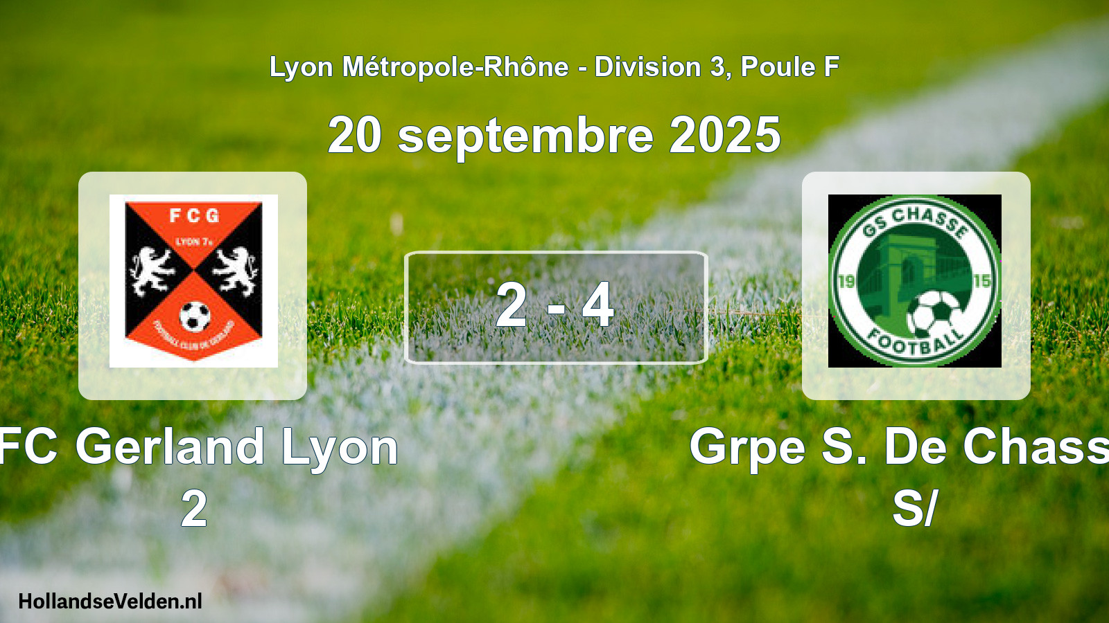 Gespeelde wedstrijd: FC Gerland Lyon 2 - Grpe S. De Chasse S/ 2 - 4 (20 september 2025)