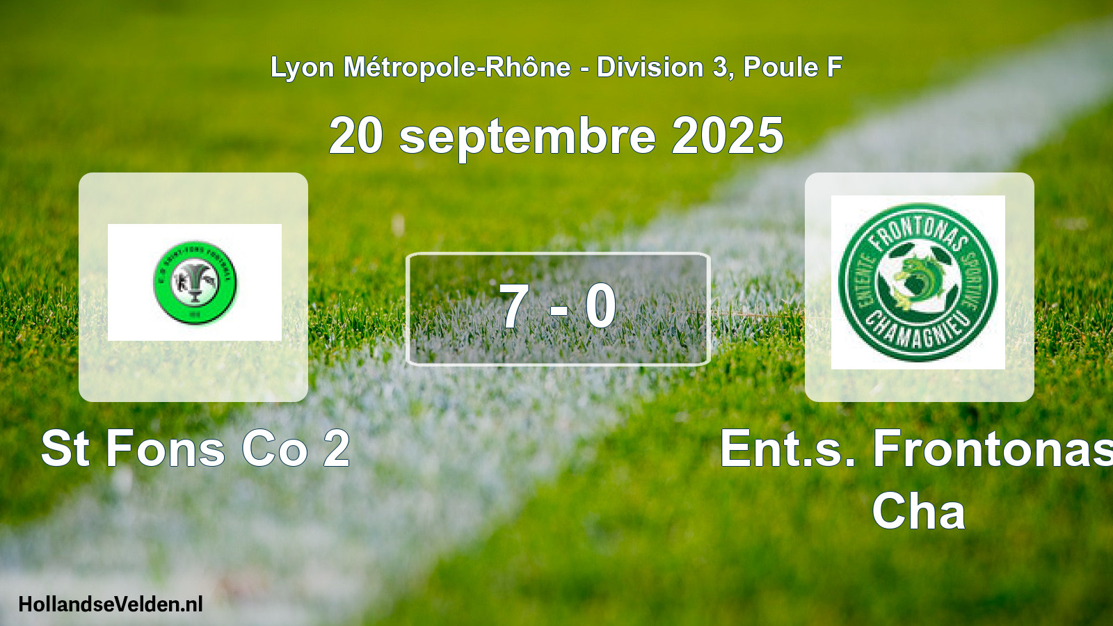 Total number of matches played: St Fons Co 2 - Ent.s. Frontonas Cha 7 - 0 (20 September 2025)