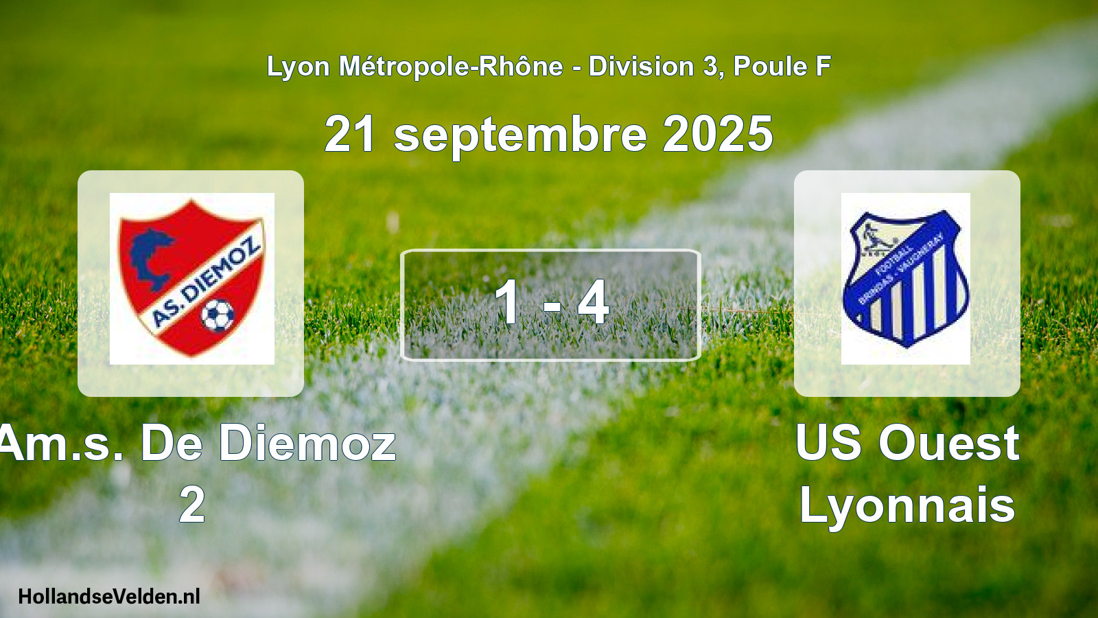 Gespeelde wedstrijd: Am.s. De Diemoz 2 - US Ouest Lyonnais 1 - 4 (21 september 2025)