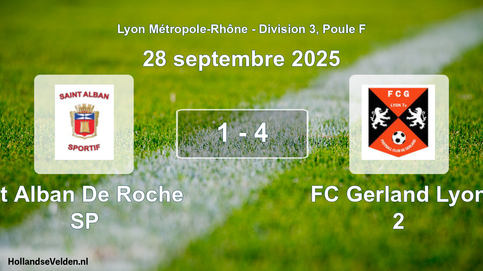 Gespeelde wedstrijd: St Alban De Roche SP - FC Gerland Lyon 2 1 - 4 (28 september 2025)